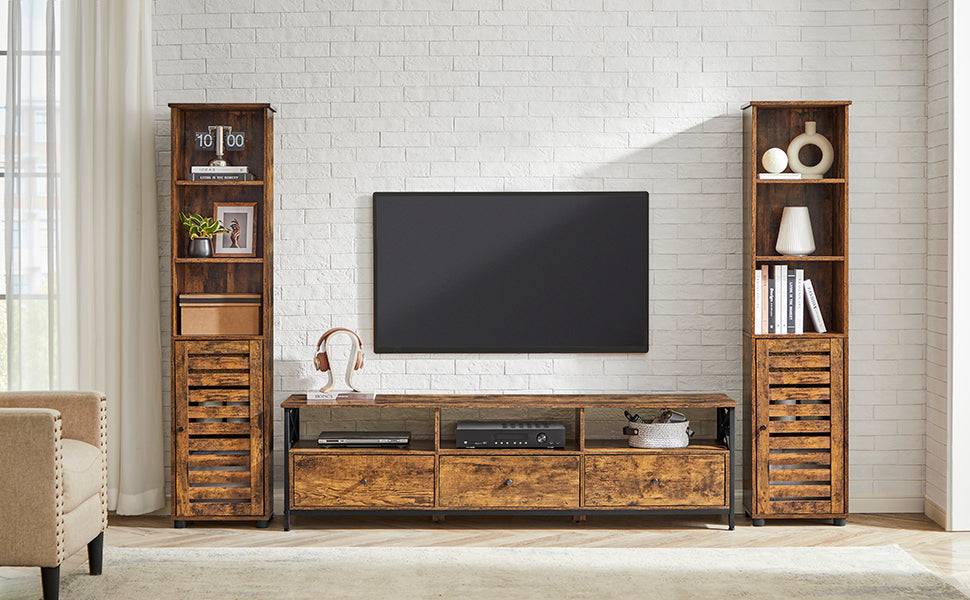 VASAGLE Bathroom Floor Cabinet, Tall Bathroom Storage Cabinet Unit, with 3 Open Compartments and 2 Adjustable Shelves