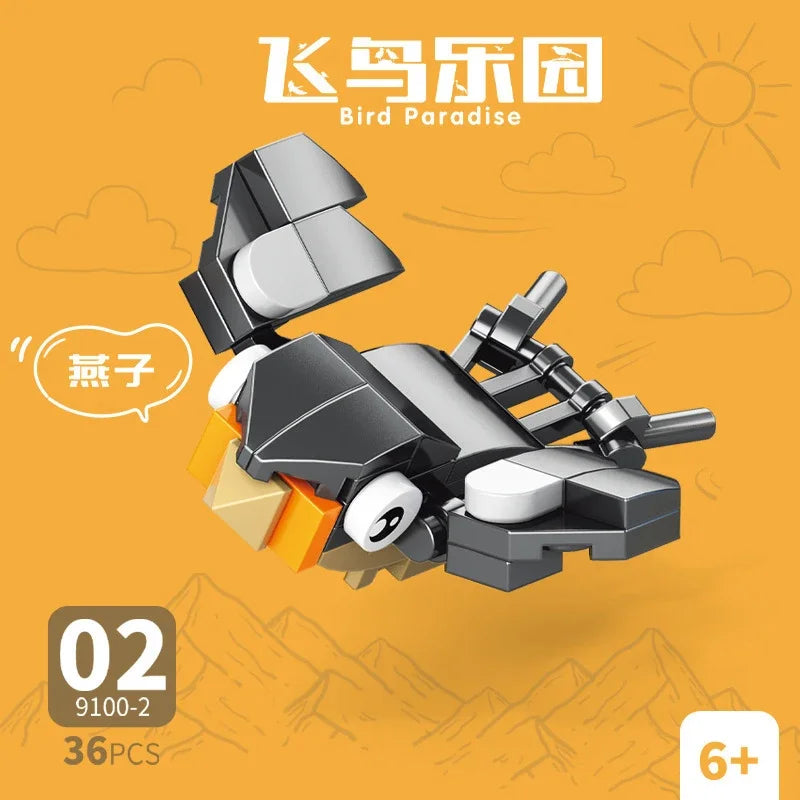 10in1 Cute Animals Bird Paradise Crow Parrot Peacock Eagle Flamingo Building Blocks Kit Girl Bricks Model Kids Toy Children