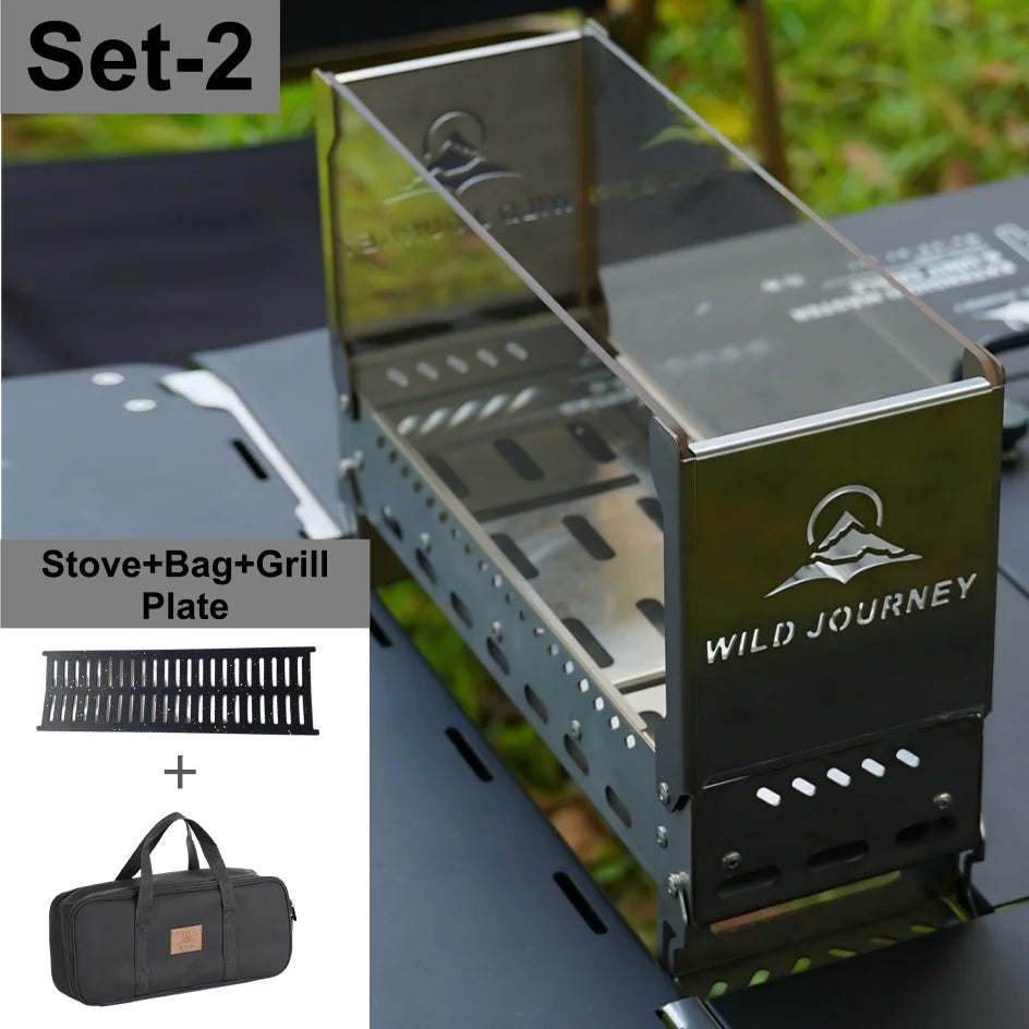 SmiloDon Camping Folding Brazier IGT Half-Unit Bonfire Stove Desktop Campfire Furance Windproof Firewood Stove Outdoor Heater