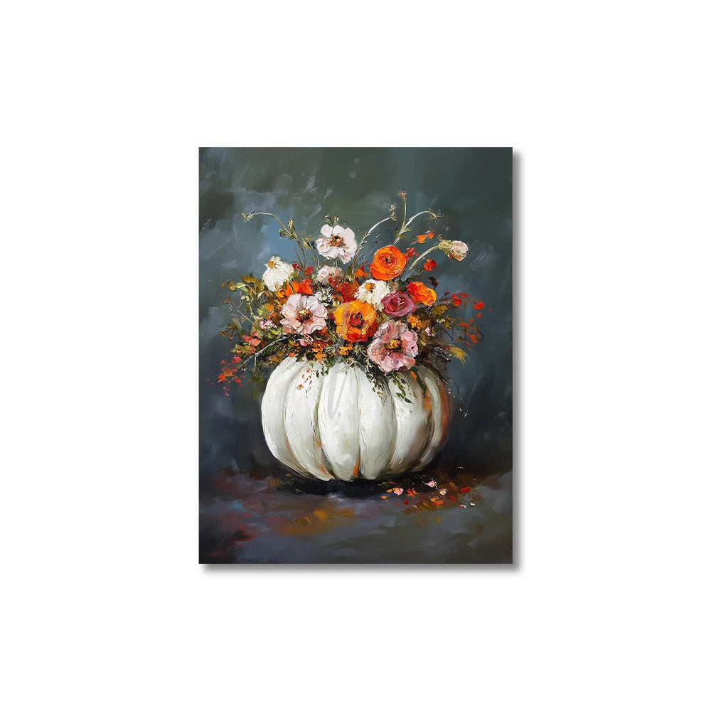 Autumn Leaves Pumpkins Print Poster Fall Home Bedroom Living Room Decor Autumn Vibes Decor Canvas Painitng Thanksgiving Gift