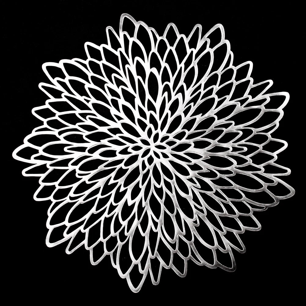 PVC Placemats Metallic Glitter Vinyl Dinning Table Mats Hollow Out Leaf Placemats For Thanksgiving Christmas Holiday Decorative