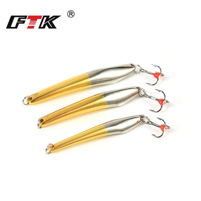FTK Winter Ice Fishing Lure 10g 20g 25g Vertical Jigs Metal Spoonbait Hard Lure with Treble Hook for fishing of perch and pike