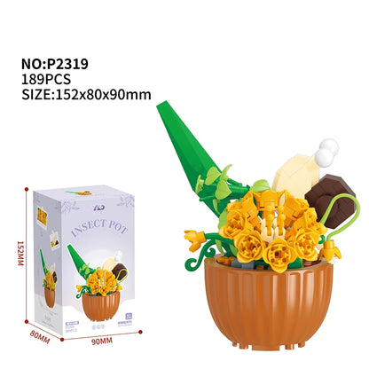 Best Selling Products 2024 Insect Series Plastic Building Blocks Flowers Potted Plant DIY Toys Christmas New Year Decor
