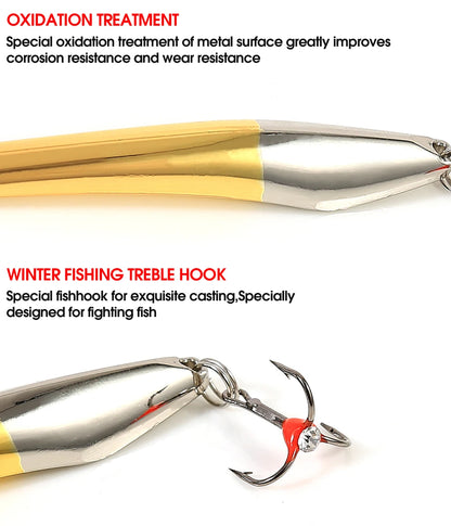 FTK Winter Ice Fishing Lure 10g 20g 25g Vertical Jigs Metal Spoonbait Hard Lure with Treble Hook for fishing of perch and pike