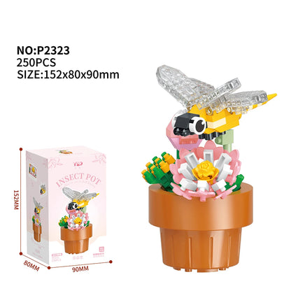 Best Selling Products 2024 Insect Series Plastic Building Blocks Flowers Potted Plant DIY Toys Christmas New Year Decor