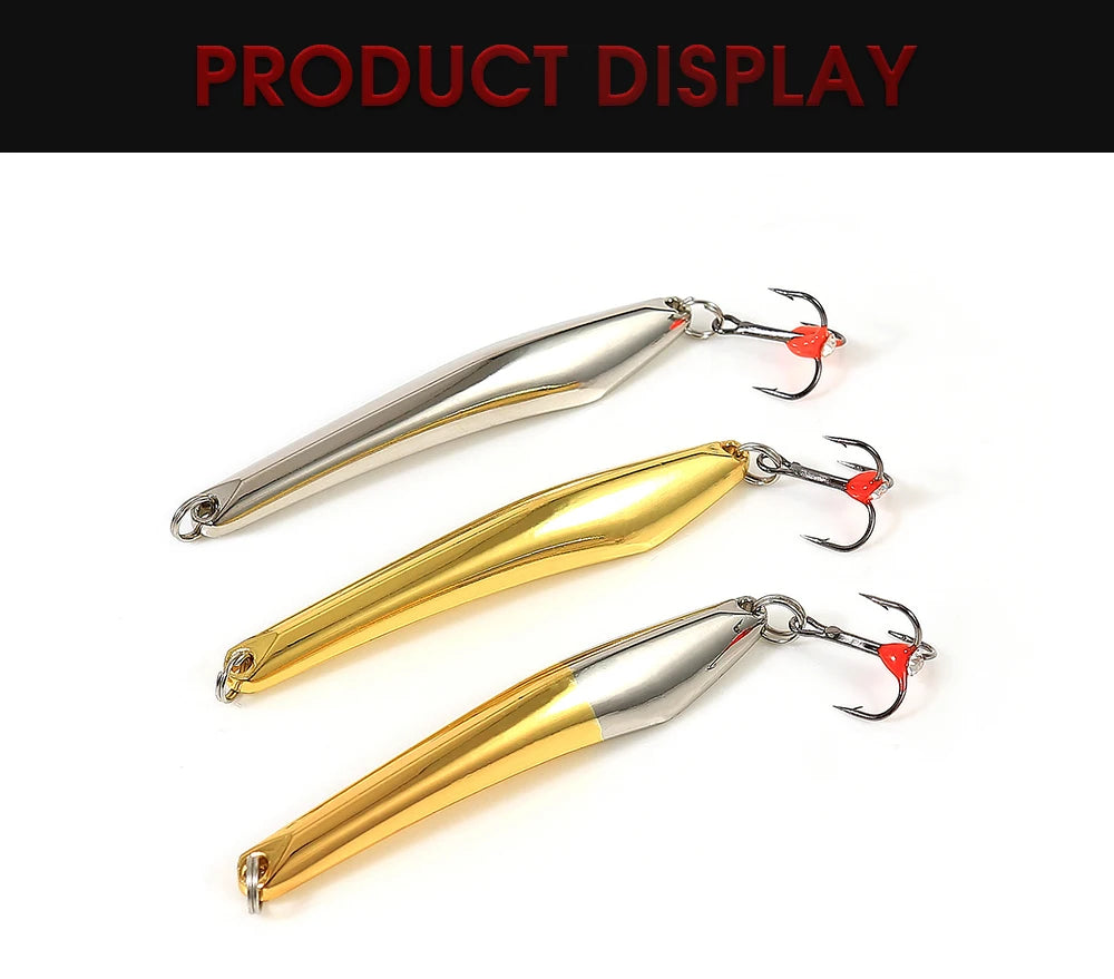 FTK Winter Ice Fishing Lure 10g 20g 25g Vertical Jigs Metal Spoonbait Hard Lure with Treble Hook for fishing of perch and pike
