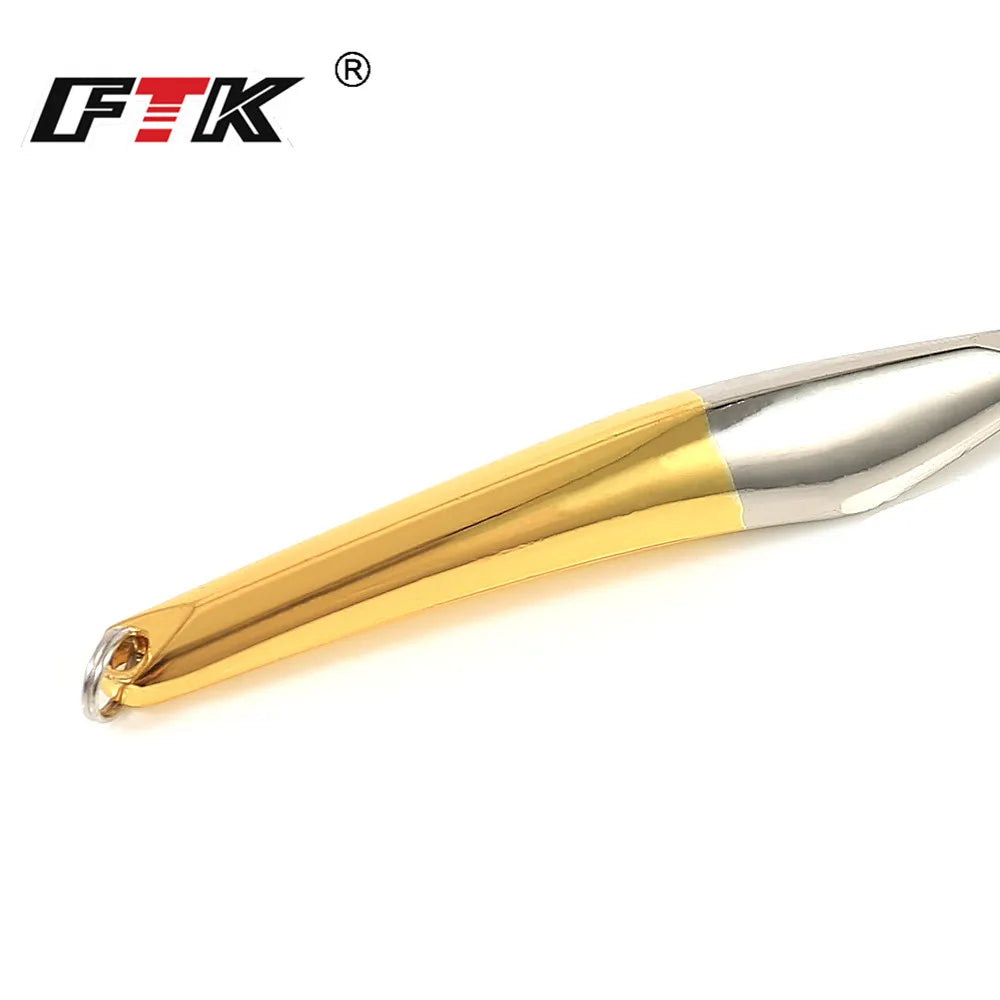 FTK Winter Ice Fishing Lure 10g 20g 25g Vertical Jigs Metal Spoonbait Hard Lure with Treble Hook for fishing of perch and pike