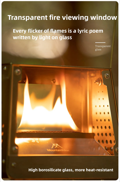 MOUNTAINHIKER Outdoor Camping Portable Burning Platform Stainless Steel Mini Firewood Stove Lightweight Small Observation Stove