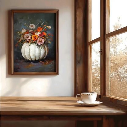 Autumn Leaves Pumpkins Print Poster Fall Home Bedroom Living Room Decor Autumn Vibes Decor Canvas Painitng Thanksgiving Gift
