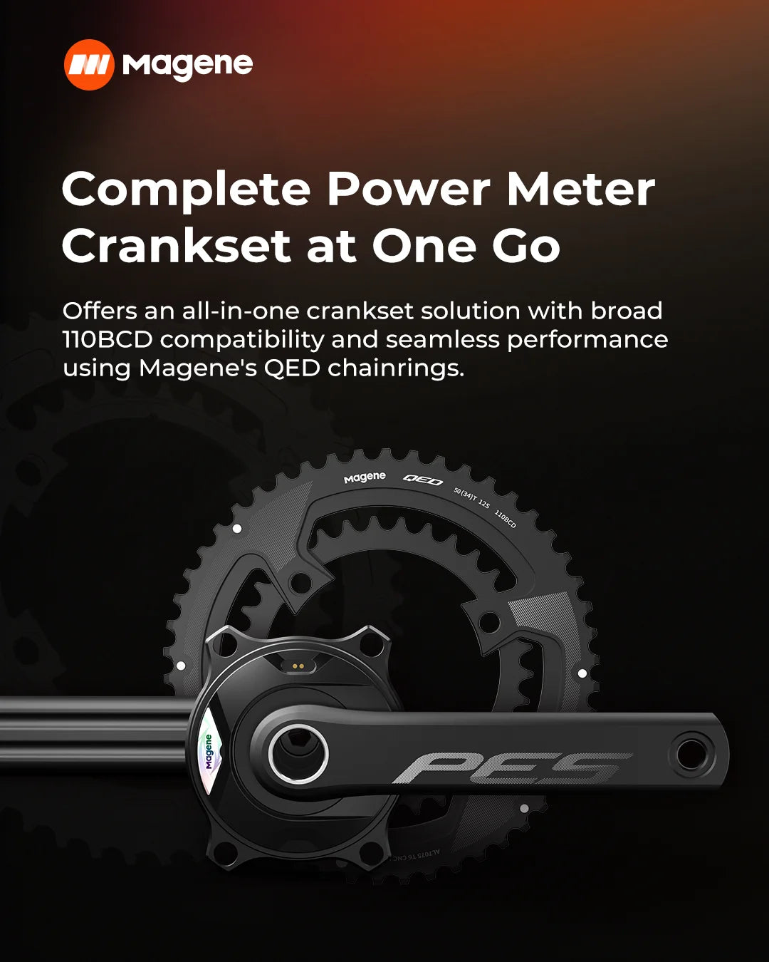 Magene PES P515 Power Meter Set 110 BCD 4 Bolt 24mm Steel Spindle Cycling Spider-Based Power Meter Chainring for Shimano Sram