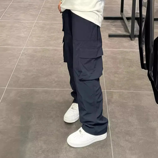 Multi Pocket Cargo Pants Men's Casual Pants Elastic Waist Jogging Pants Men's Large Pocket Straight Trousers Cargo Streetwear