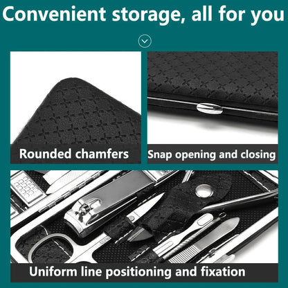 Juego de manicura, a full-function 19-piece professional stainless steel nail art set, portable nail clippers, gift creativity