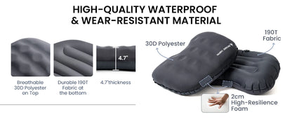 OneTigris Airdream Camping Pillow Portable Ultralight Inflatable Sleeping Neck Pillows for Travel Backpacking Hiking Flight