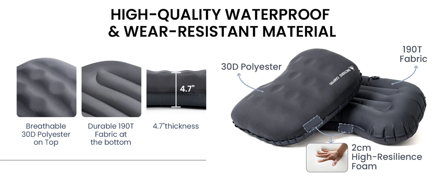 OneTigris Airdream Camping Pillow Portable Ultralight Inflatable Sleeping Neck Pillows for Travel Backpacking Hiking Flight