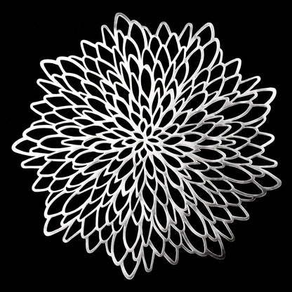 PVC Placemats Metallic Glitter Vinyl Dinning Table Mats Hollow Out Leaf Placemats For Thanksgiving Christmas Holiday Decorative