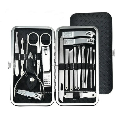 Juego de manicura, a full-function 19-piece professional stainless steel nail art set, portable nail clippers, gift creativity