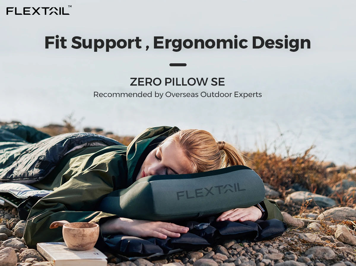 FLEXTAIL Inflatable Camping Pillow, Ergonomic Pillow for Travel and Home, Lightweight and Washable, Two Height Options