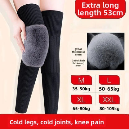 New Plus Velvet Winter Knee Pads Universal Windproof Coldproof Warm Knee Sleeve Thickened Elastic Leg Sleeves Unisex