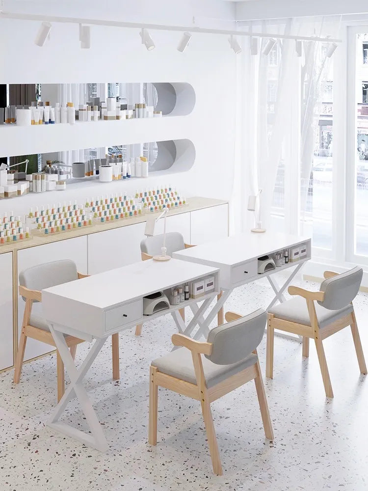 Modern Rustic Manicure Table Eclectic Trendy Minimalist Unique Nail Table With Storage Multifunctional Mesa Manicura Furniture