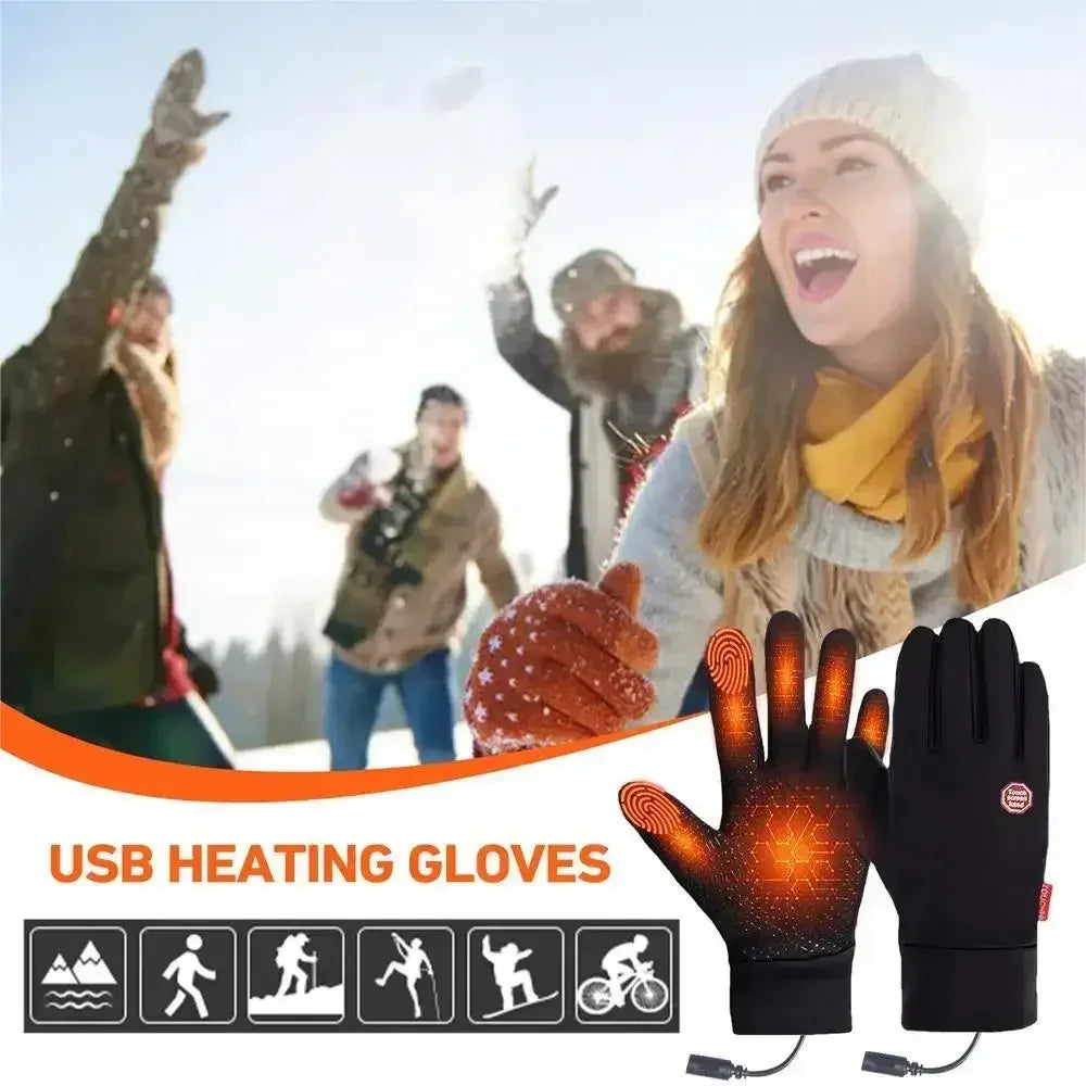 Winter Warm Rechargeable Electric Liner Heated Gloves Outdoor Riding Skiing Motorcycling Gloves Cycling Accessories Hand Warmer