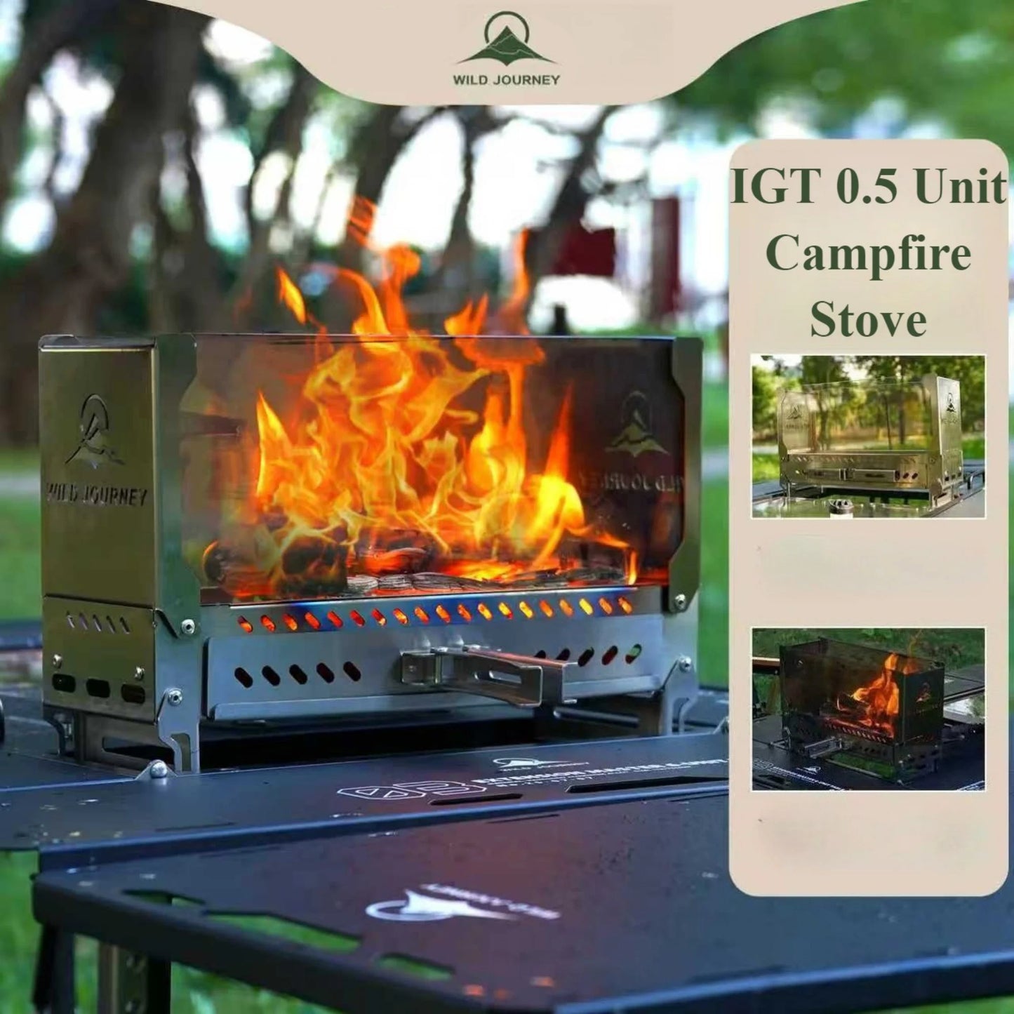 SmiloDon Camping Folding Brazier IGT Half-Unit Bonfire Stove Desktop Campfire Furance Windproof Firewood Stove Outdoor Heater