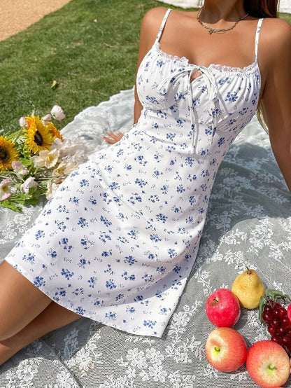 Vestido de viaje informal para mujer, top de encaje sexy Delgado, belleza de fiesta, Europa y Estados Unidos, color sólido, traf