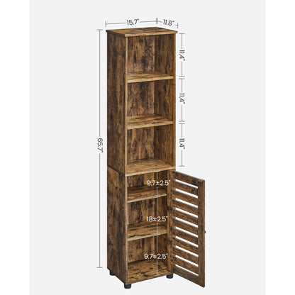 VASAGLE Bathroom Floor Cabinet, Tall Bathroom Storage Cabinet Unit, with 3 Open Compartments and 2 Adjustable Shelves