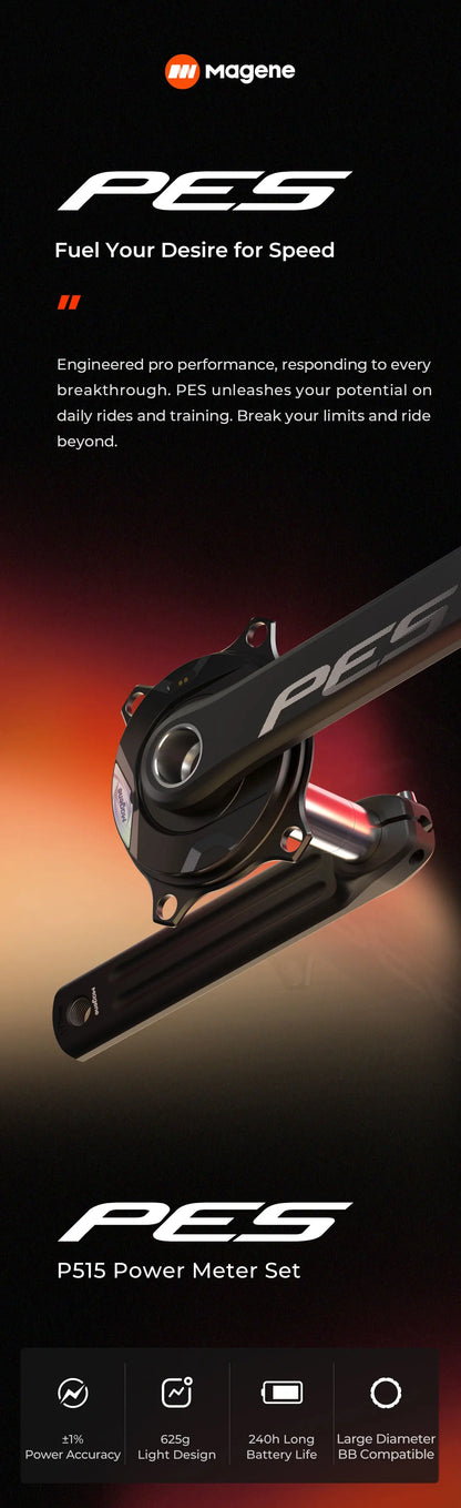 Magene PES P515 Power Meter Set 110 BCD 4 Bolt 24mm Steel Spindle Cycling Spider-Based Power Meter Chainring for Shimano Sram