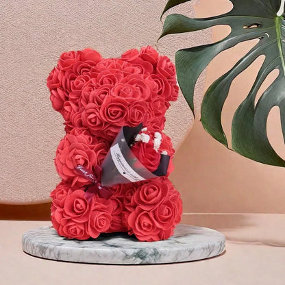 Foam rose teddy bear carry bouquet. Ideal for weddings, Mother's Day, thank you to nurses/teachers or other celebrations!