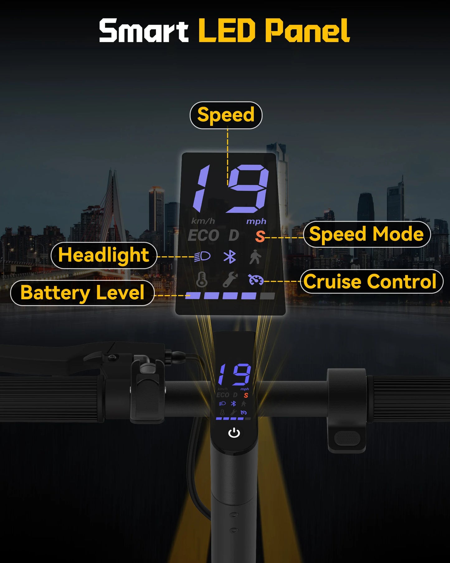 LADPED LP40 Electric Scooter 350W 19mph APP Smart Control 4 Speed Modes Foldable Electric Scooter 16miles Max Range for Adult