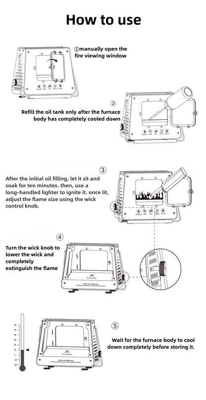 MOUNTAINHIKER Outdoor Camping Portable Burning Platform Stainless Steel Mini Firewood Stove Lightweight Small Observation Stove