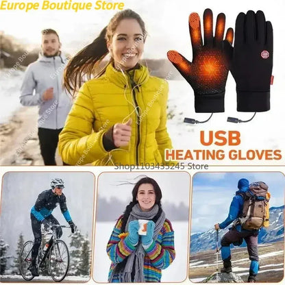 Winter Warm Rechargeable Electric Liner Heated Gloves Outdoor Riding Skiing Motorcycling Gloves Cycling Accessories Hand Warmer