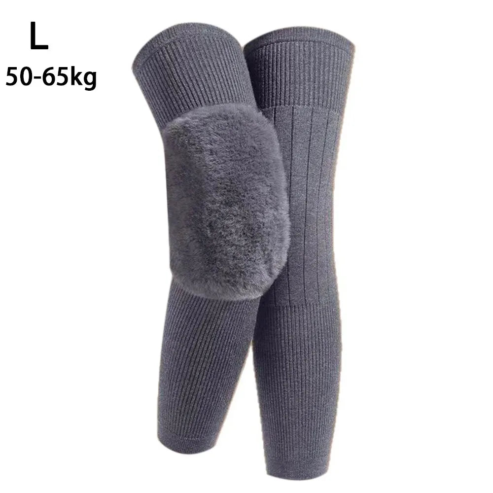 New Plus Velvet Winter Knee Pads Universal Windproof Coldproof Warm Knee Sleeve Thickened Elastic Leg Sleeves Unisex