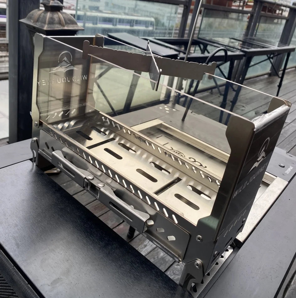 SmiloDon Camping Folding Brazier IGT Half-Unit Bonfire Stove Desktop Campfire Furance Windproof Firewood Stove Outdoor Heater