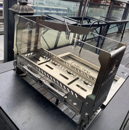 SmiloDon Camping Folding Brazier IGT Half-Unit Bonfire Stove Desktop Campfire Furance Windproof Firewood Stove Outdoor Heater