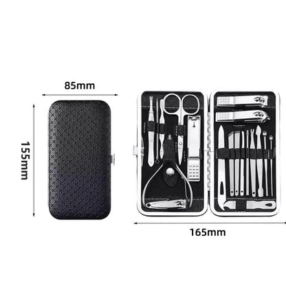 Juego de manicura, a full-function 19-piece professional stainless steel nail art set, portable nail clippers, gift creativity