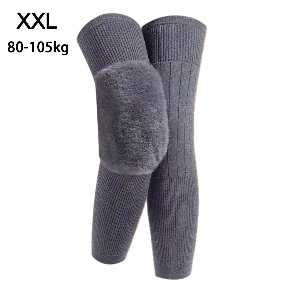 New Plus Velvet Winter Knee Pads Universal Windproof Coldproof Warm Knee Sleeve Thickened Elastic Leg Sleeves Unisex