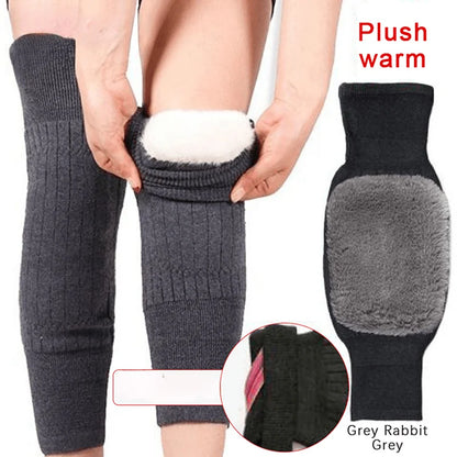 1 Pair Winter Warm Knee Pads Thickened Rabbit Fur Leg Warmer Pads Band Non-Slip Cold-proof Velvet Arthritis Knee Brace Pad