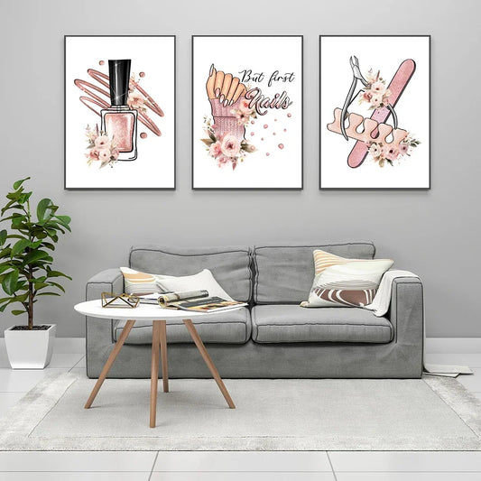 Beauty Salon Sign Manicure Poster Print Manicurist Gifts Nail Studio Wall Art Canvas Nordic Home Living Room Decor