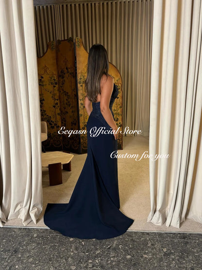 Vestidos De Fiesta Prom  فساتين سهرة Womens Dress for Special Occasions Customized Navy Blue Evening Dresses Luxury