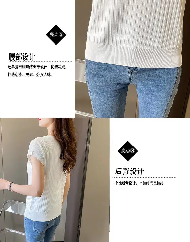 Blusas Mujer De Moda 2025Verano Short Sleeve Knitted Tops Sweater Women Pullovers Sweaters For Women Woman Sweaters Blusa