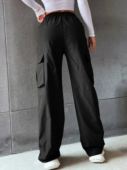 Fashion Women Baggy Joggers Pants Casual Communte Female Chic Straight Cargo Pant Elastic High Waist Elegant Oversized Trousers