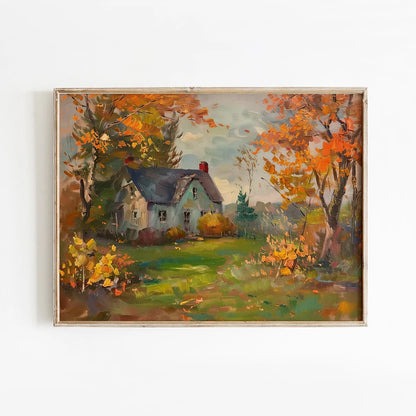 Autumn Leaves Pumpkins Print Poster Fall Home Bedroom Living Room Decor Autumn Vibes Decor Canvas Painitng Thanksgiving Gift