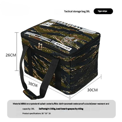 30-42L Waterproof Tactical Camping Storage Bag Insulated Folding Box Outdoor Gear Organizer for Picnic Tableware Field Equipment
