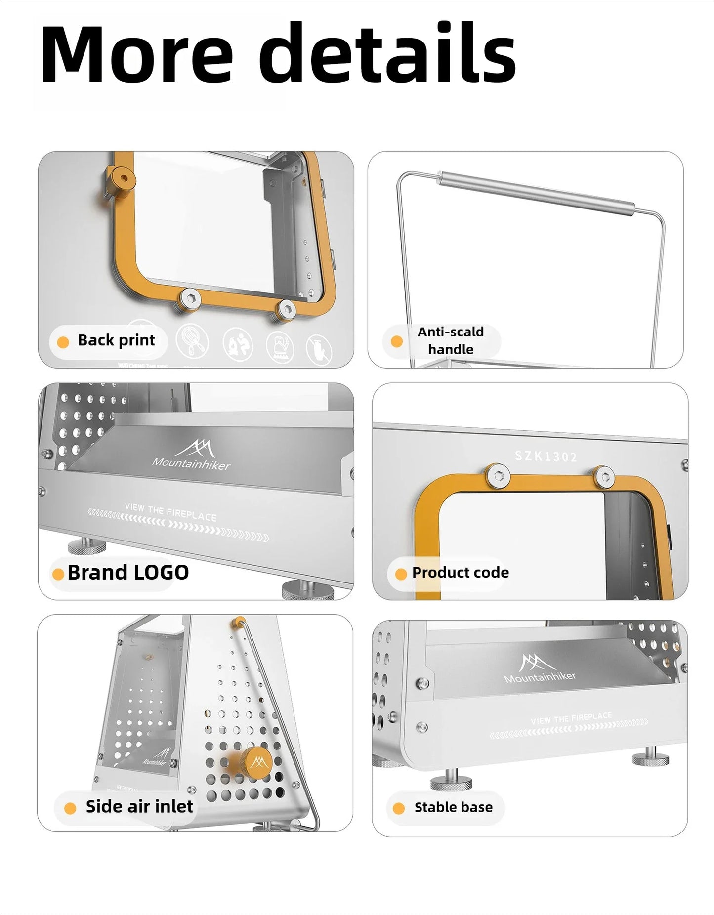 MOUNTAINHIKER Outdoor Camping Portable Burning Platform Stainless Steel Mini Firewood Stove Lightweight Small Observation Stove