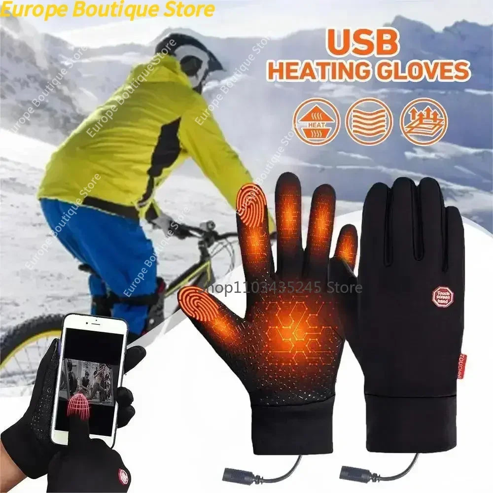 Winter Warm Rechargeable Electric Liner Heated Gloves Outdoor Riding Skiing Motorcycling Gloves Cycling Accessories Hand Warmer