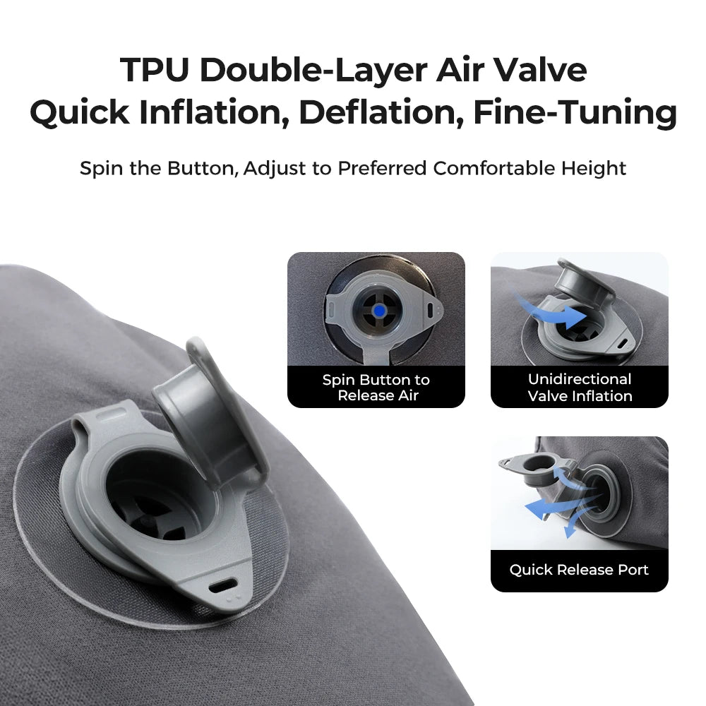 FLEXTAIL Inflatable Camping Pillow, Ergonomic Pillow for Travel and Home, Lightweight and Washable, Two Height Options