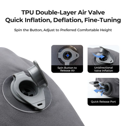 FLEXTAIL Inflatable Camping Pillow, Ergonomic Pillow for Travel and Home, Lightweight and Washable, Two Height Options