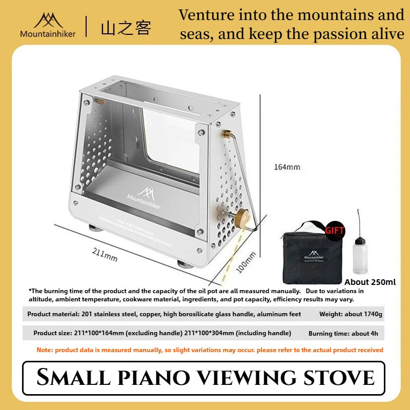 MOUNTAINHIKER Outdoor Camping Portable Burning Platform Stainless Steel Mini Firewood Stove Lightweight Small Observation Stove