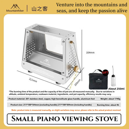 MOUNTAINHIKER Outdoor Camping Portable Burning Platform Stainless Steel Mini Firewood Stove Lightweight Small Observation Stove